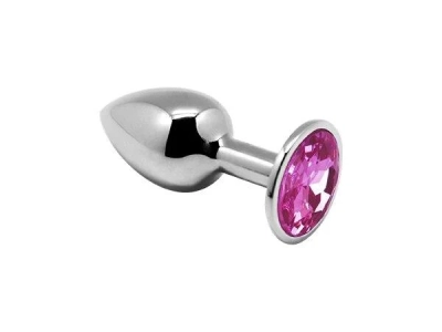 Металлическая анальная пробка с розовым кристаллом Butt Plug от Alive 7 * 3.4 см (M)